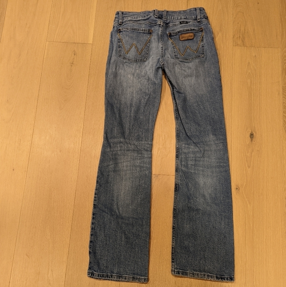 Wrangler Blue Denim Bootcut Jeans - Picture 6 of 7